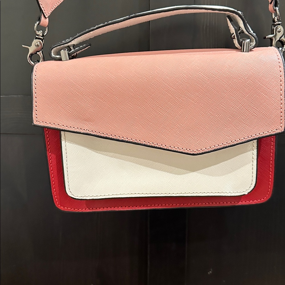 Botkier Cobbler colorblock Crossbody Bag in Bold Red white and Light Pink - Picture 14 of 16